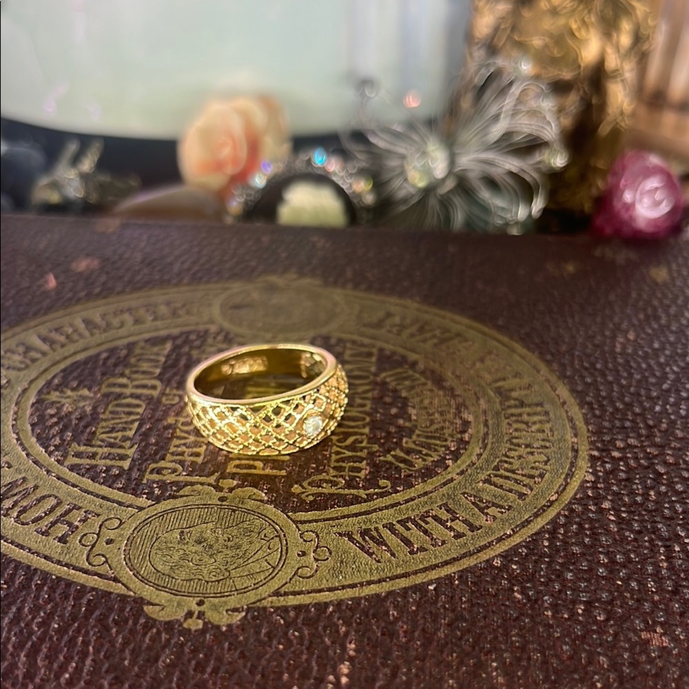 Vintage Avon Gold Ring with Diamond Accents